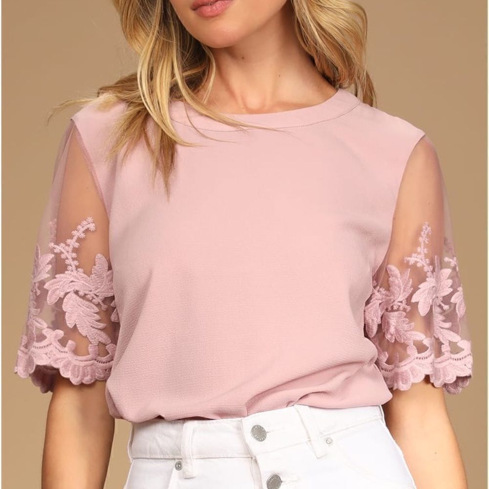 Lulus Lisa Marie Mauve Pink Embroidered Top